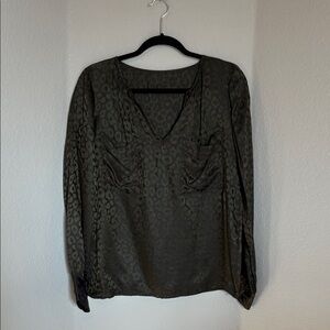 BCBGMaxAzria Dark Leopard V-Neck Blouse